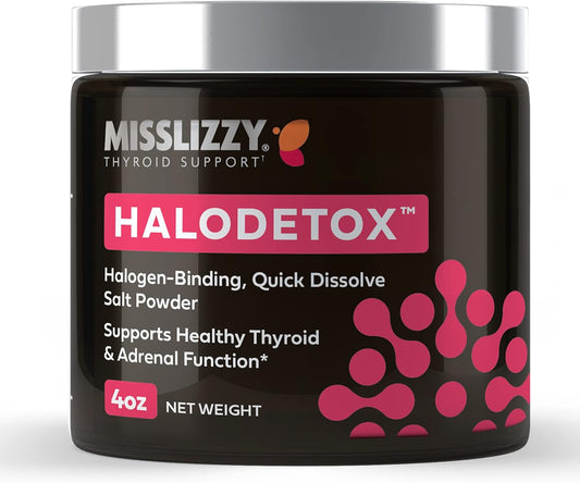 Miss Lizzy HaloDetox - Pure Pink Salt Powder with 80 Minerals for Thyroid Support & Halogen Detox - 4oz