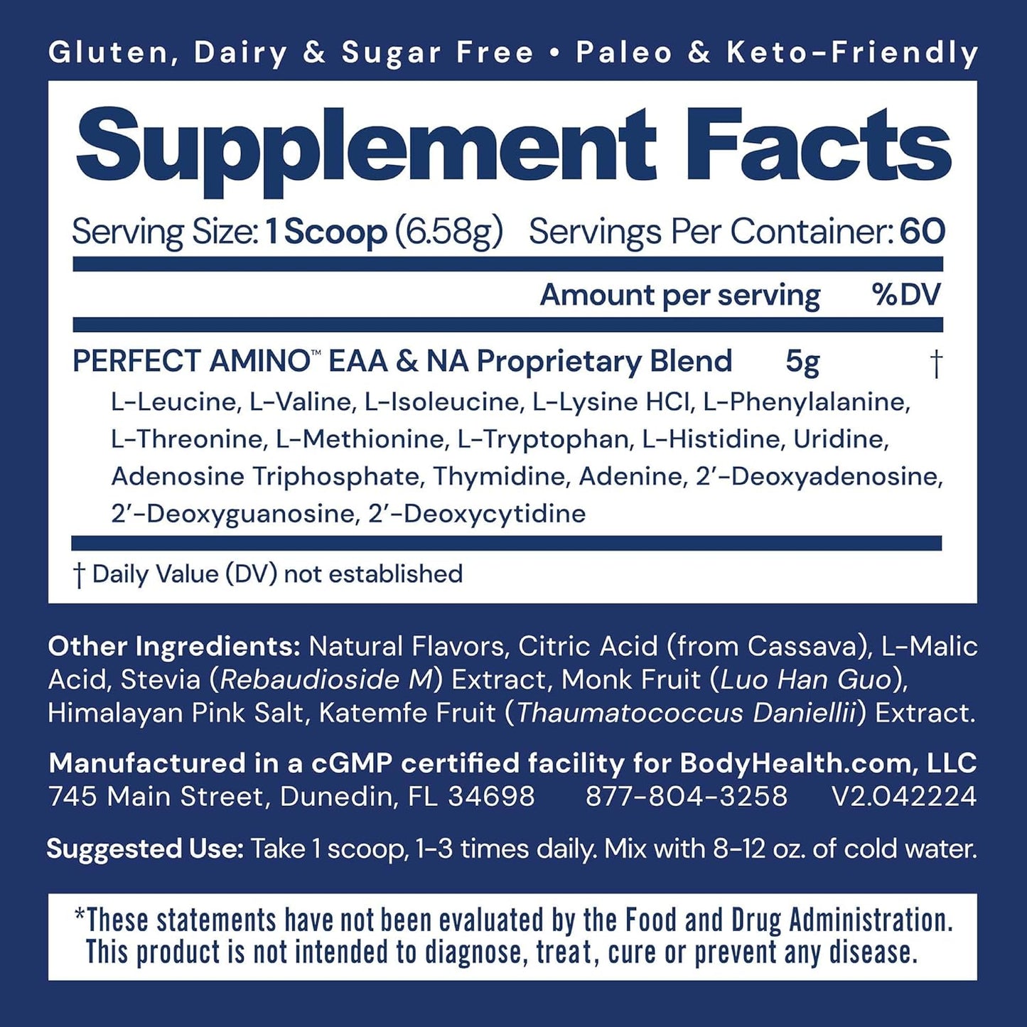 Mixed Berry Amino Acid Energy Drink Powder - BCAA and EAA Blend for Lean Muscle and Recovery - Pre and Post Workout Supplement for Men and Women - 60 Servings
