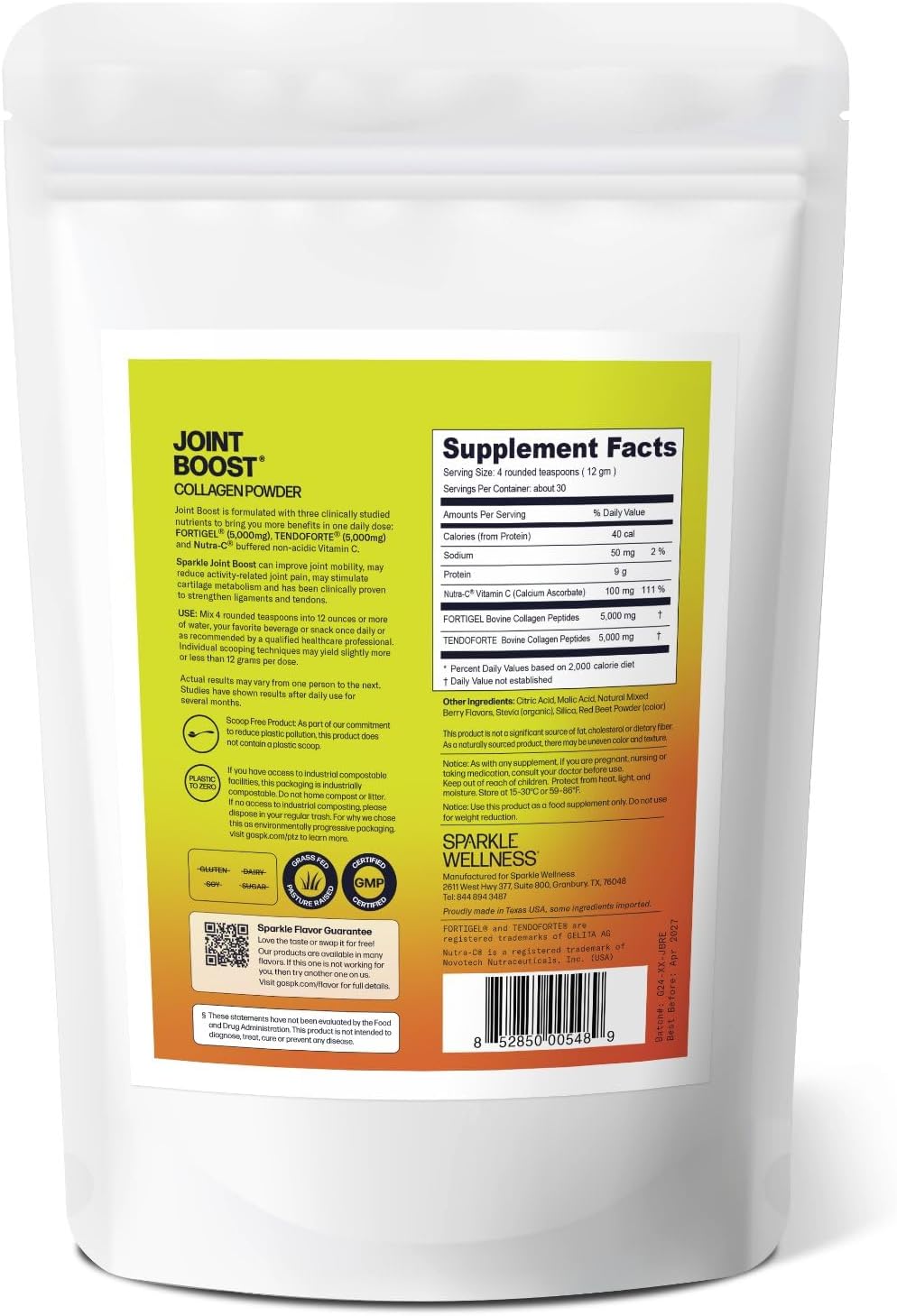 Mixed Berry Collagen Powder with FORTIGEL & TENDOFORTE Peptides for Joint Mobility (30 Servings)