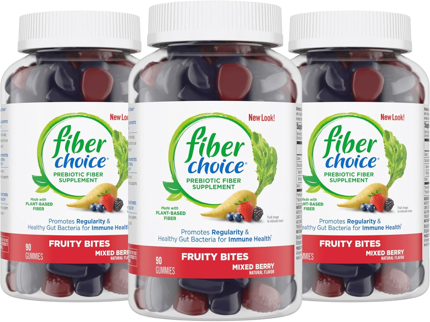 Mixed Berry Fiber Choice Fruity Bites Gummies - 270 Count Prebiotic Fiber Supplement Pack