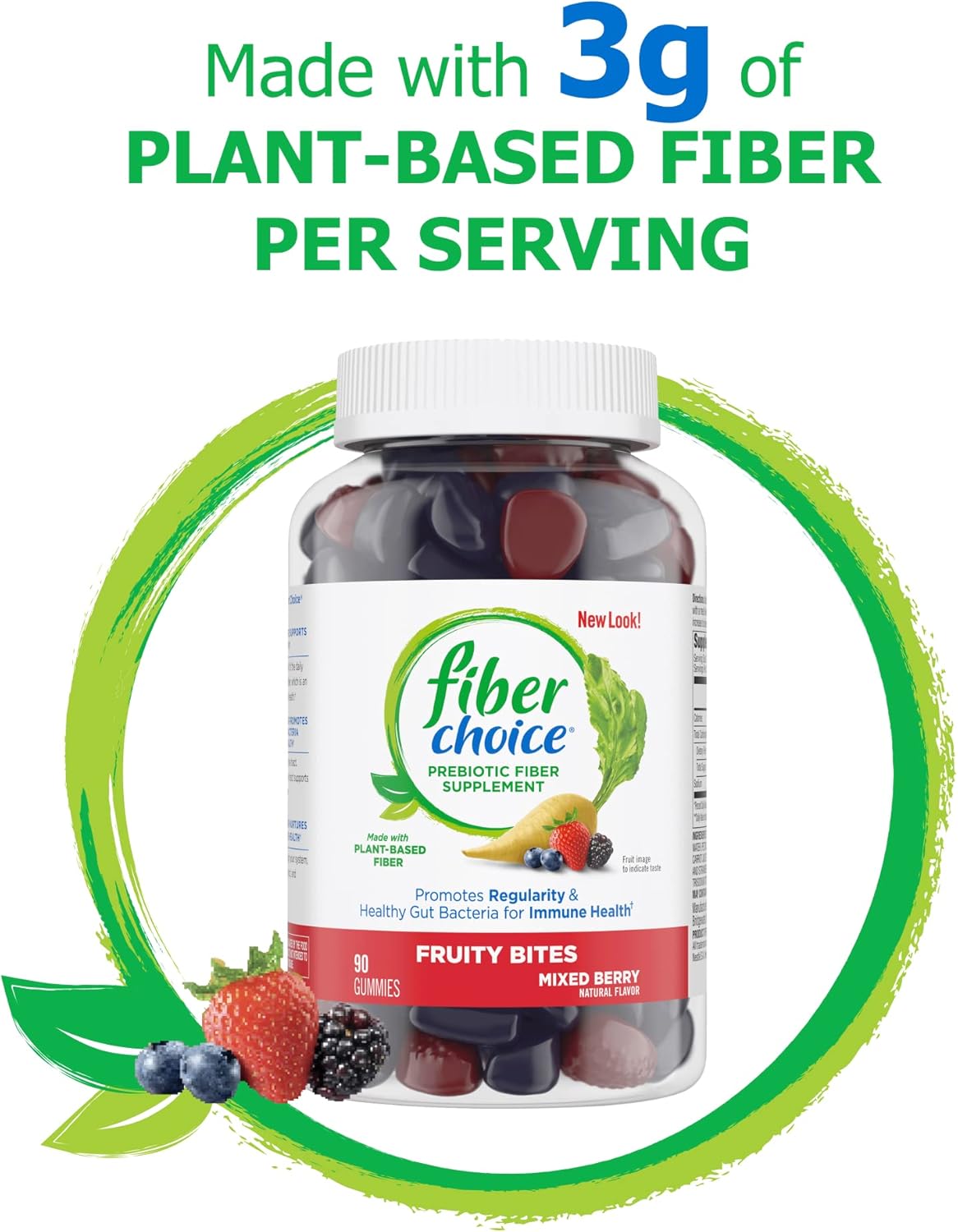 Mixed Berry Fiber Choice Fruity Bites Gummies - 270 Count Prebiotic Fiber Supplement Pack