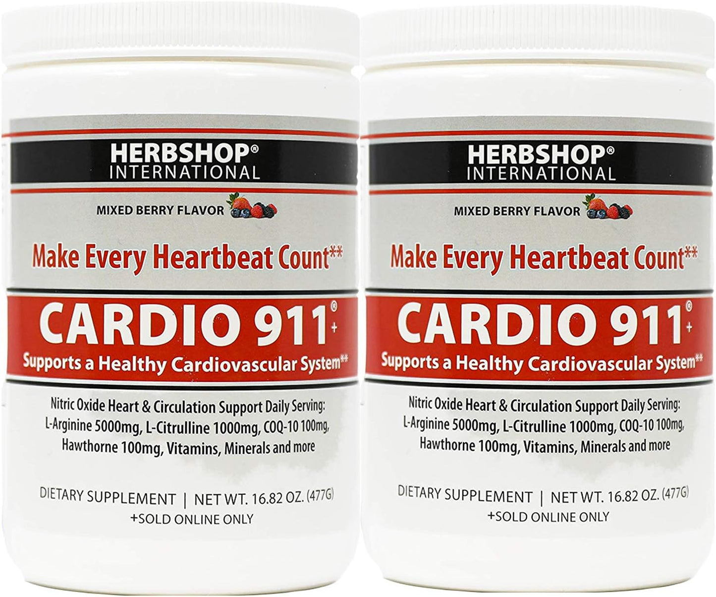 Mixed Berry Flavor Cardio 911 L-arginine & L-citrulline Nitric Oxide Supplement - Pack of 2
