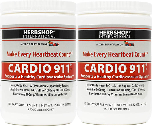 Mixed Berry Flavor Cardio 911 L-arginine & L-citrulline Nitric Oxide Supplement - Pack of 2
