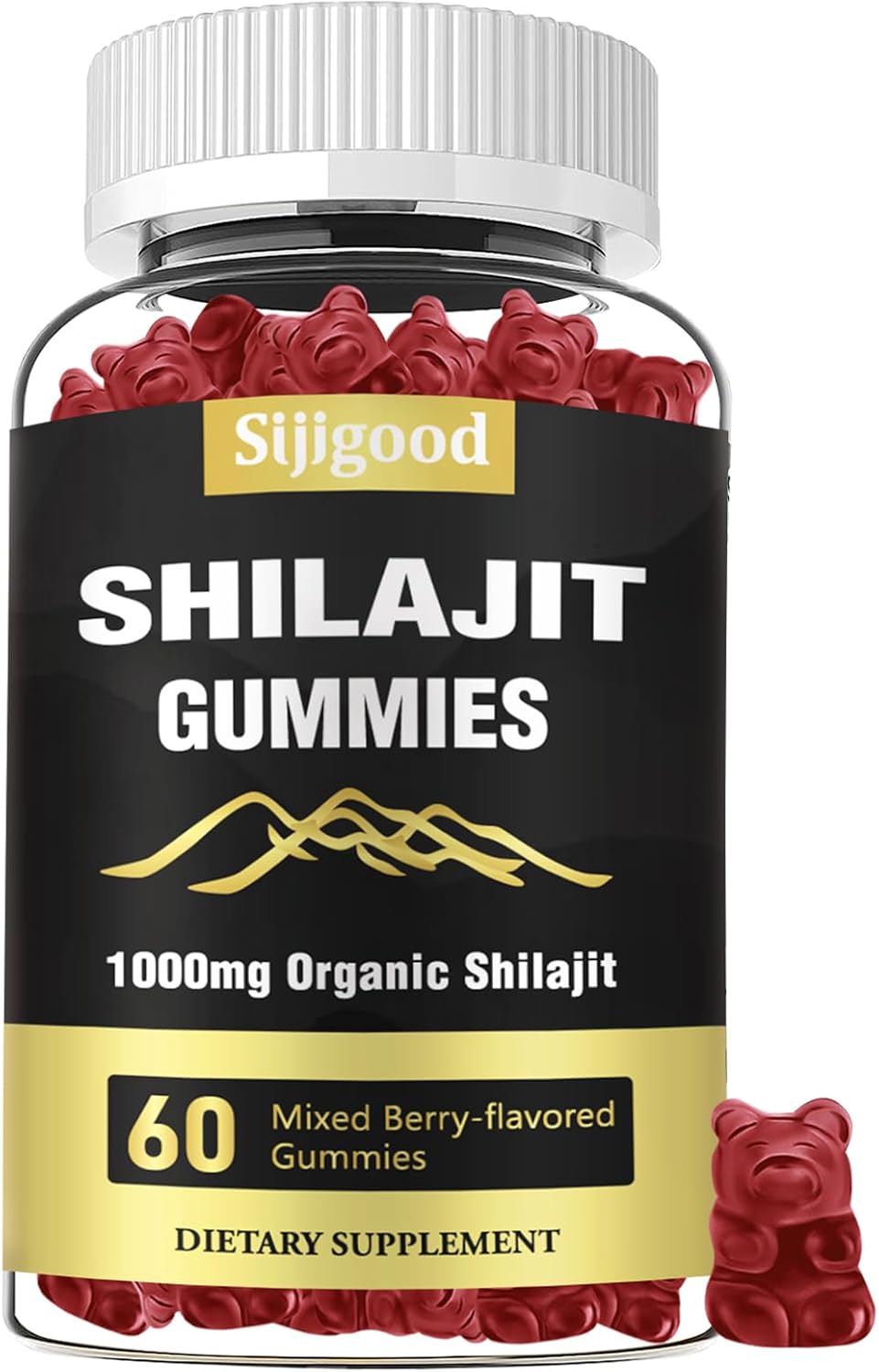 Mixed Berry Flavored Sijigood Shilajit Gummies - Supplement with 85+ Trace Minerals for Men & Women - 60 Gummies