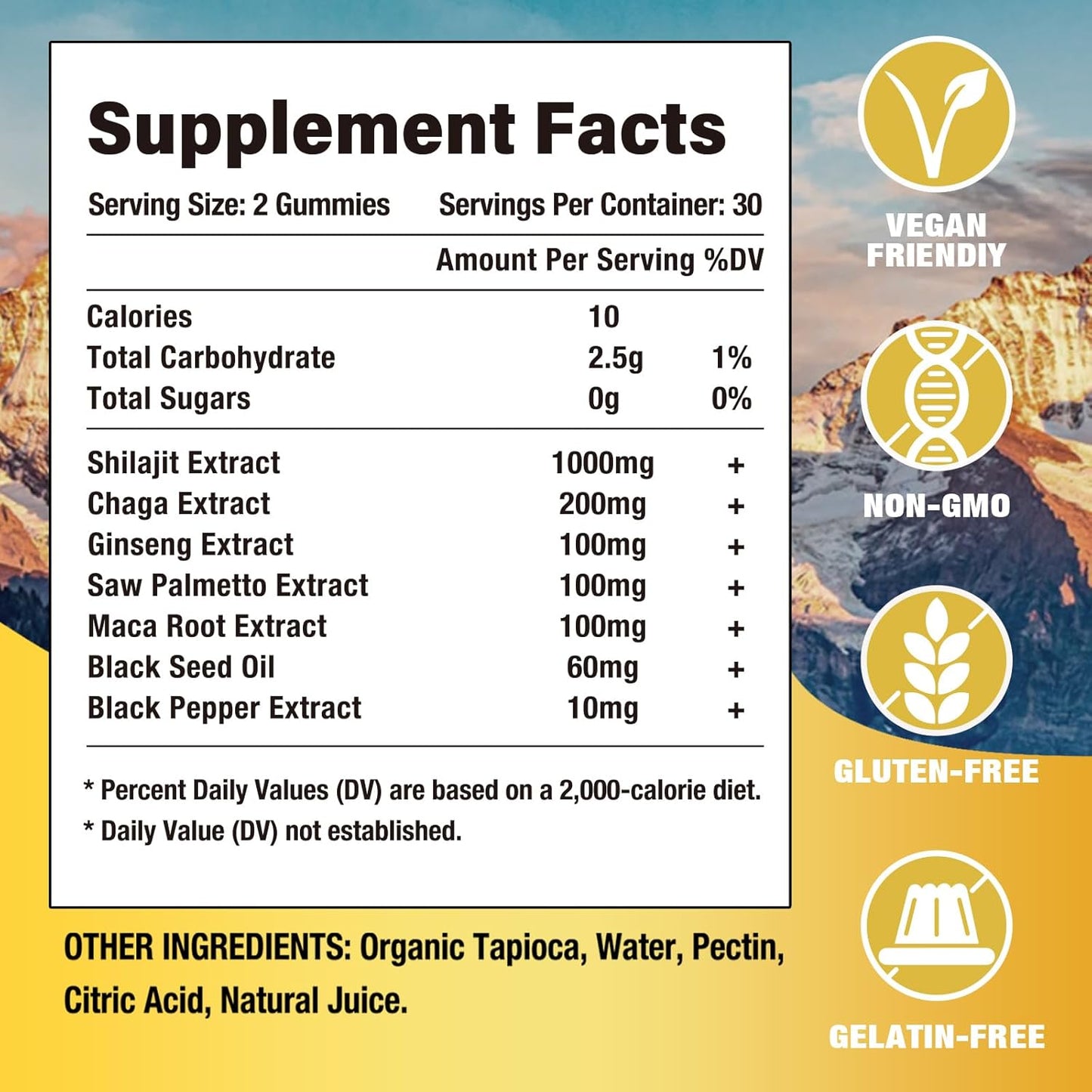 Mixed Berry Flavored Sijigood Shilajit Gummies - Supplement with 85+ Trace Minerals for Men & Women - 60 Gummies