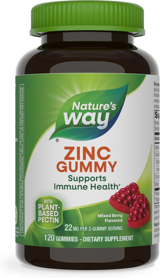 Mixed Berry Flavored Zinc Gummies for Daily Immune Support - 100% Daily Value Zinc, 120 Gummies