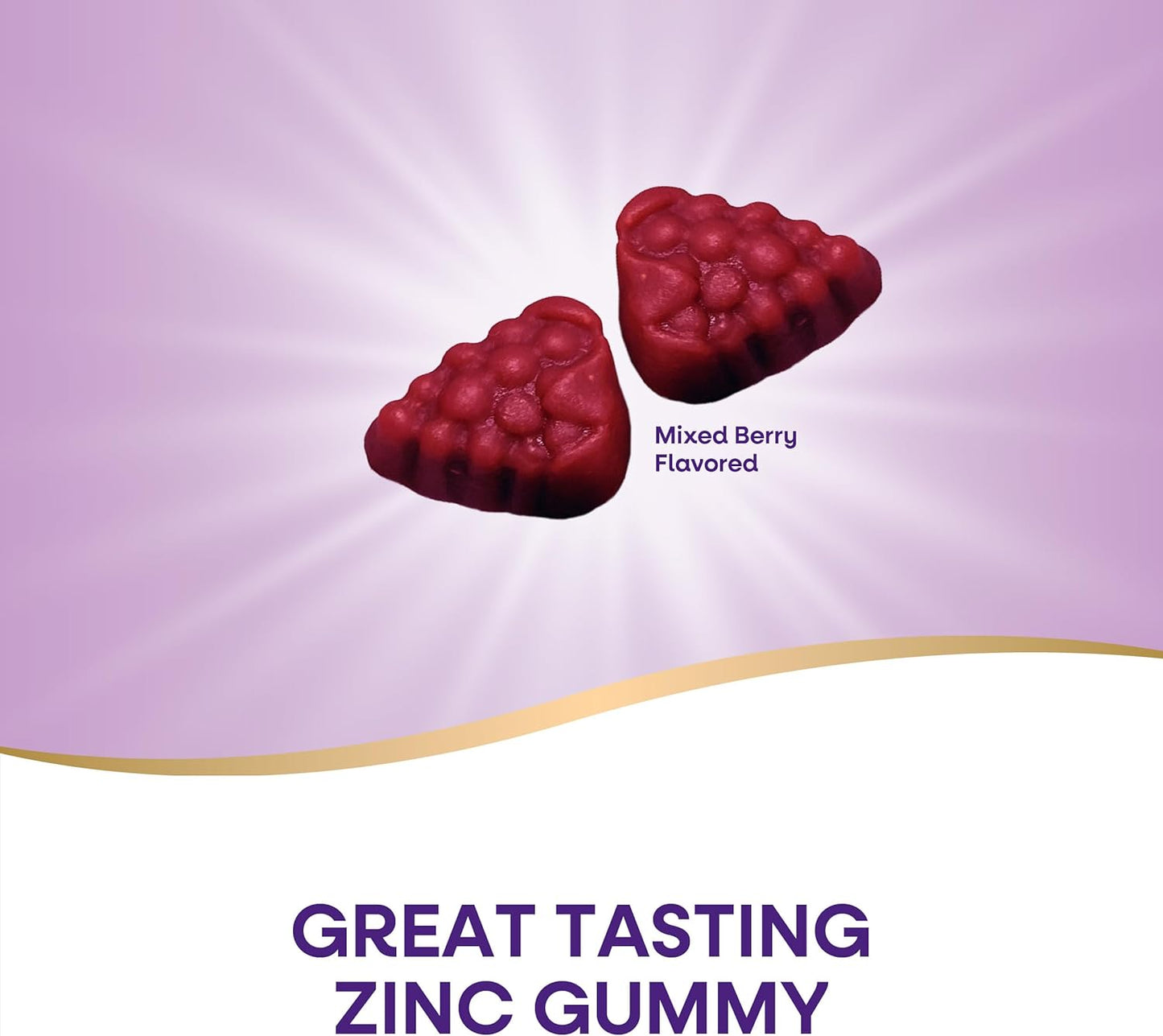 Mixed Berry Flavored Zinc Gummies for Daily Immune Support - 100% Daily Value Zinc, 120 Gummies