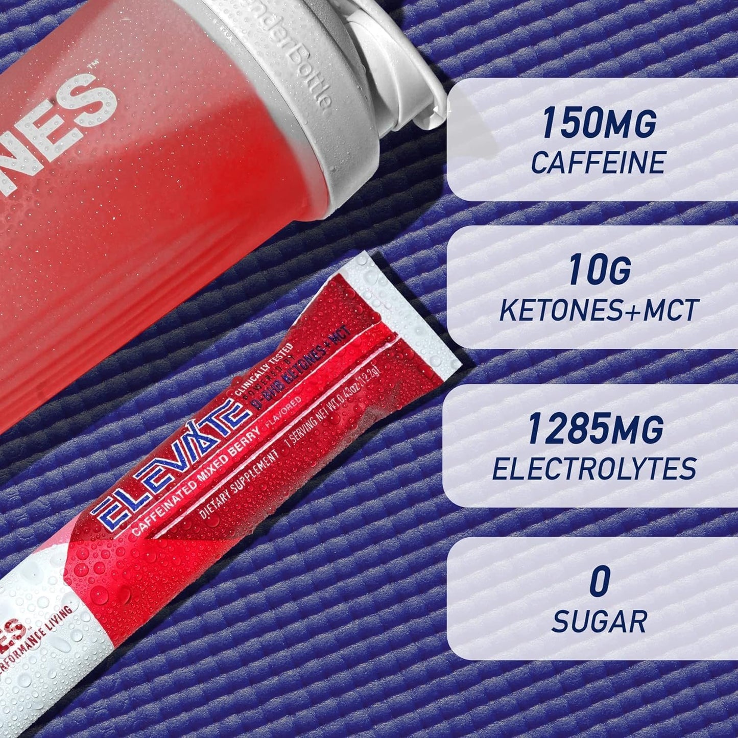 Mixed Berry Ketones MCT & BHB Exogenous Ketones Drink Mix - 30 Pack Electrolytes Powder Packets, No Sugar, Hydrating Keto BHB