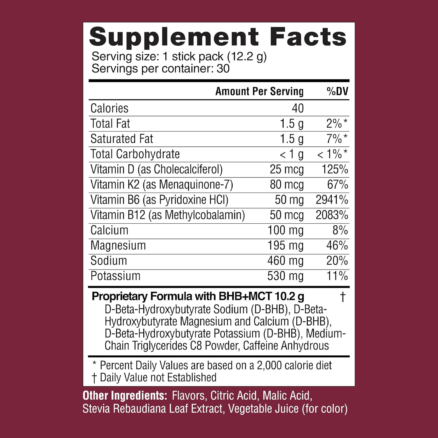 Mixed Berry Ketones MCT & BHB Exogenous Ketones Drink Mix - 30 Pack Electrolytes Powder Packets, No Sugar, Hydrating Keto BHB