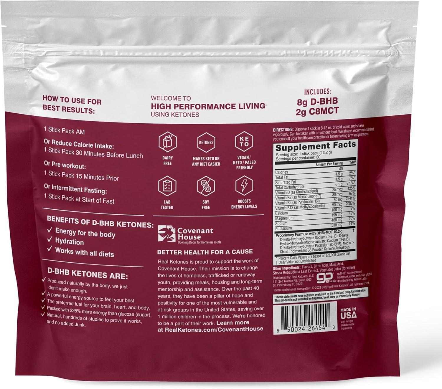 Mixed Berry Ketones MCT & BHB Exogenous Ketones Drink Mix - 30 Pack Electrolytes Powder Packets, No Sugar, Hydrating Keto BHB