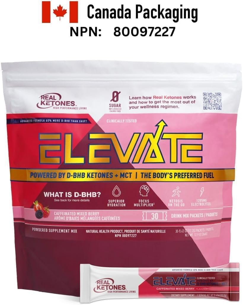 Mixed Berry Ketones MCT & BHB Exogenous Ketones Drink Mix - 30 Pack Electrolytes Powder Packets, No Sugar, Hydrating Keto BHB