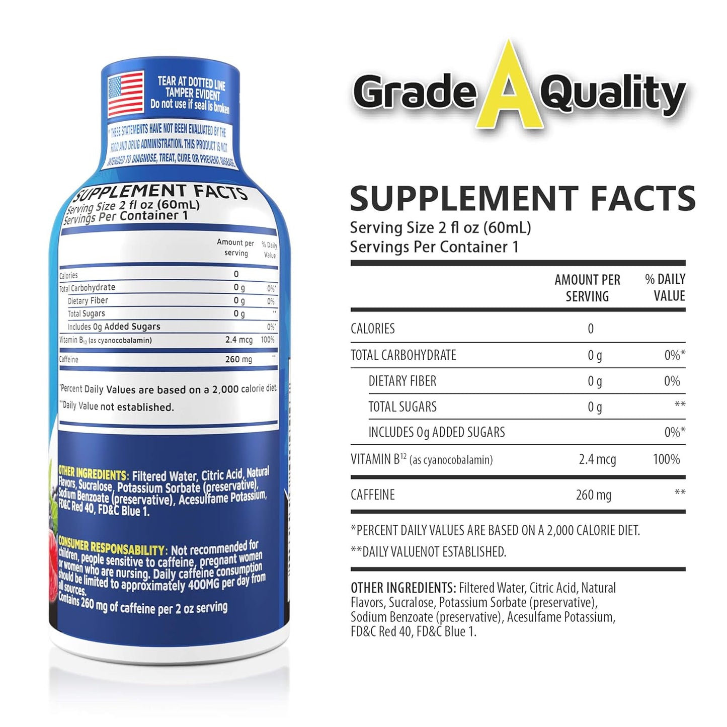 Mixed Berry Vitamin Energy Shots - 12 Pack, 1.93 Fl Oz Each, Up to 7 Hours of Energy