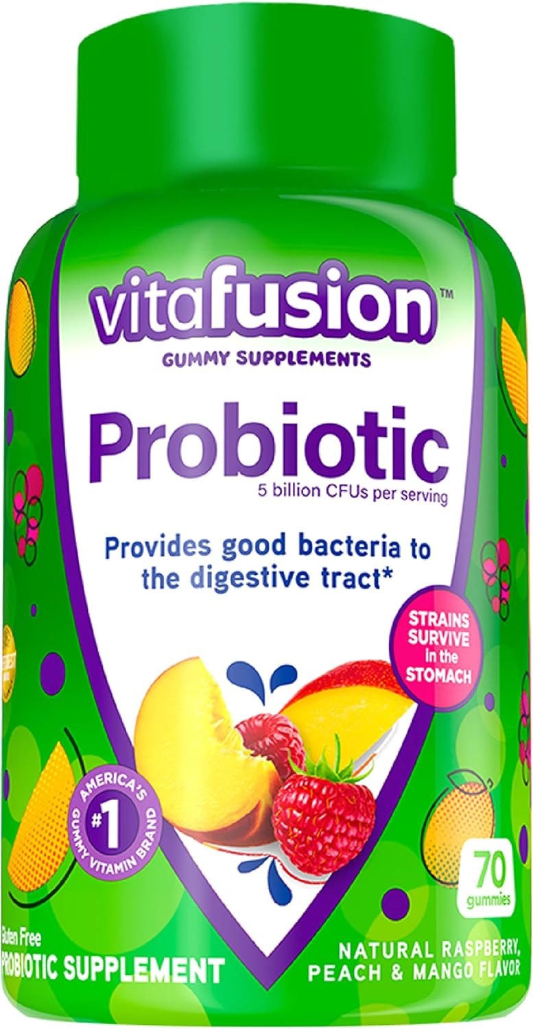 Mixed Flavor Vitafusion Probiotic Gummy Supplements & Heart Health Omega-3 Gummy Vitamins