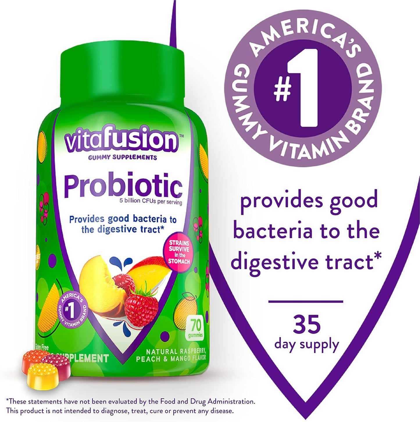 Mixed Flavor Vitafusion Probiotic Gummy Supplements & Heart Health Omega-3 Gummy Vitamins