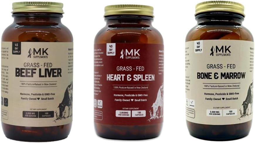 MK Supplements Organ Stack (Beef Liver, Bone Marrow, Heart, Spleen) - Boost Your Performance and Health with this Powerful Combination of Organ Supplements