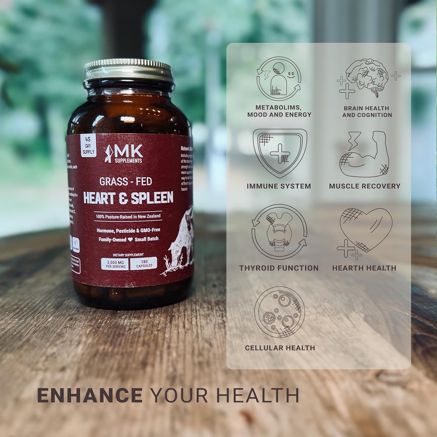 MK Supplements Organ Stack (Beef Liver, Bone Marrow, Heart, Spleen) - Boost Your Performance and Health with this Powerful Combination of Organ Supplements
