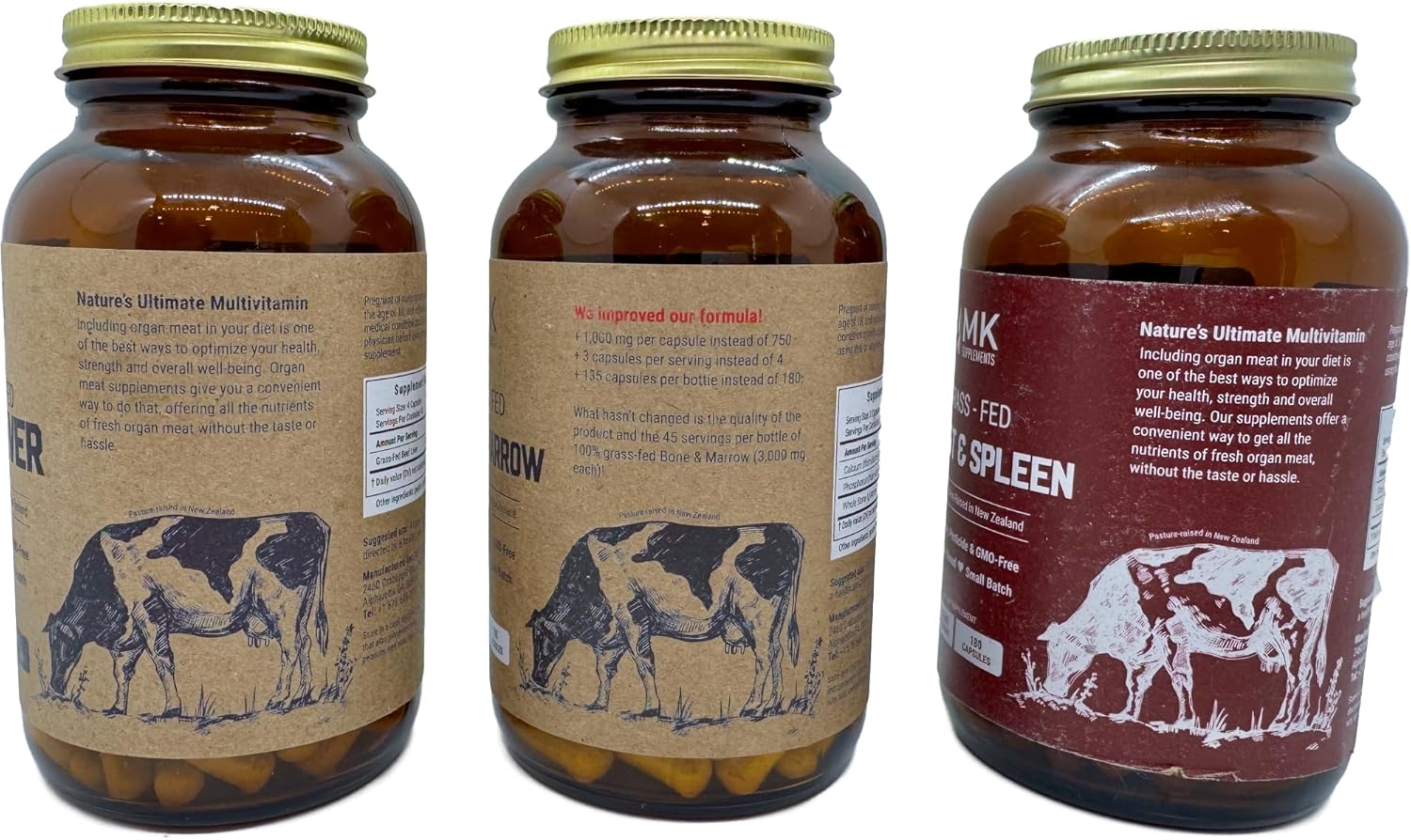 MK Supplements Organ Stack (Beef Liver, Bone Marrow, Heart, Spleen) - Boost Your Performance and Health with this Powerful Combination of Organ Supplements