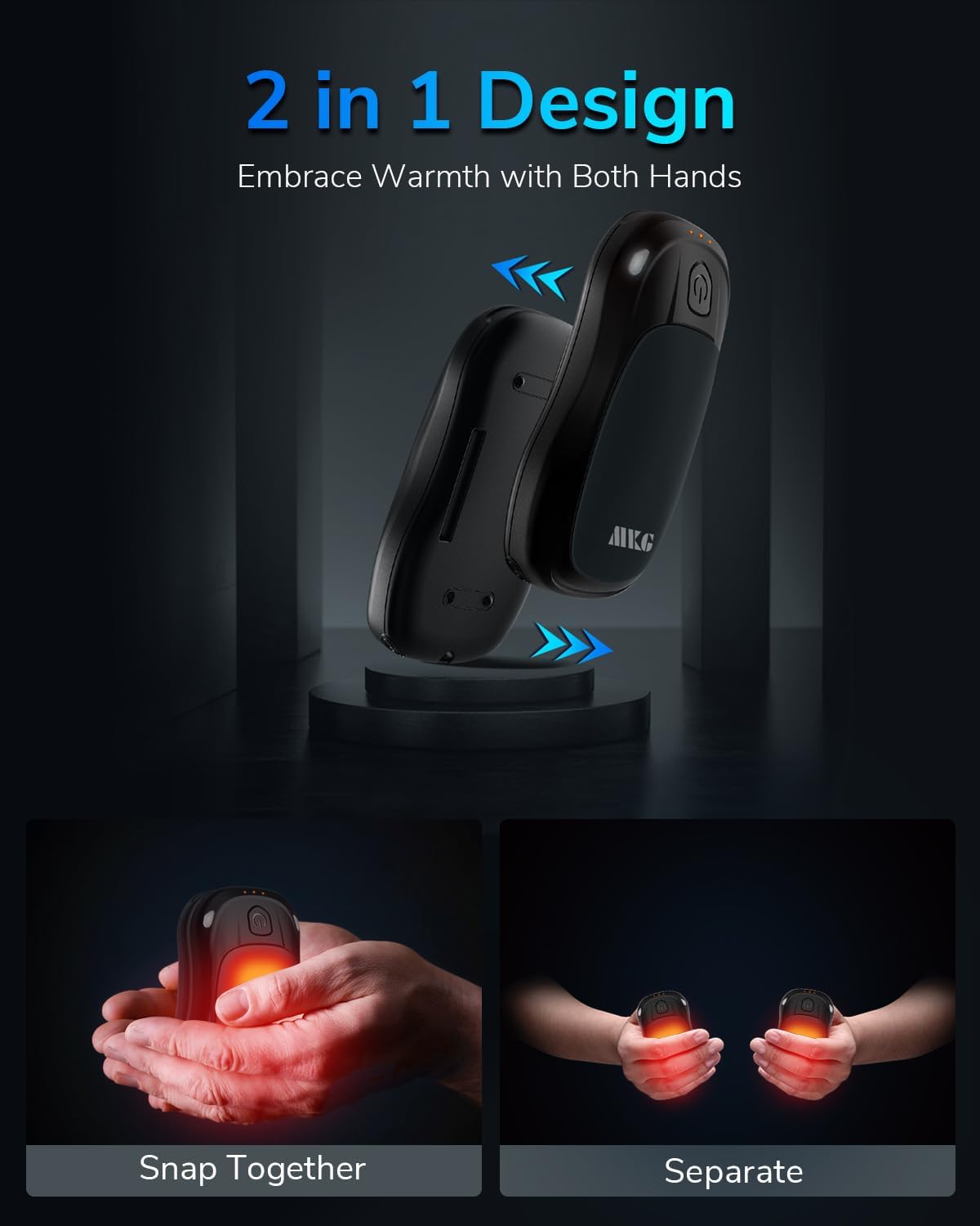 MKG Electric Hand Warmer 2 Pack - Rechargeable, Long Lasting, Portable Pocket Heater with 3 Heat Levels for Camping, Hunting, Golf - Women's Gift