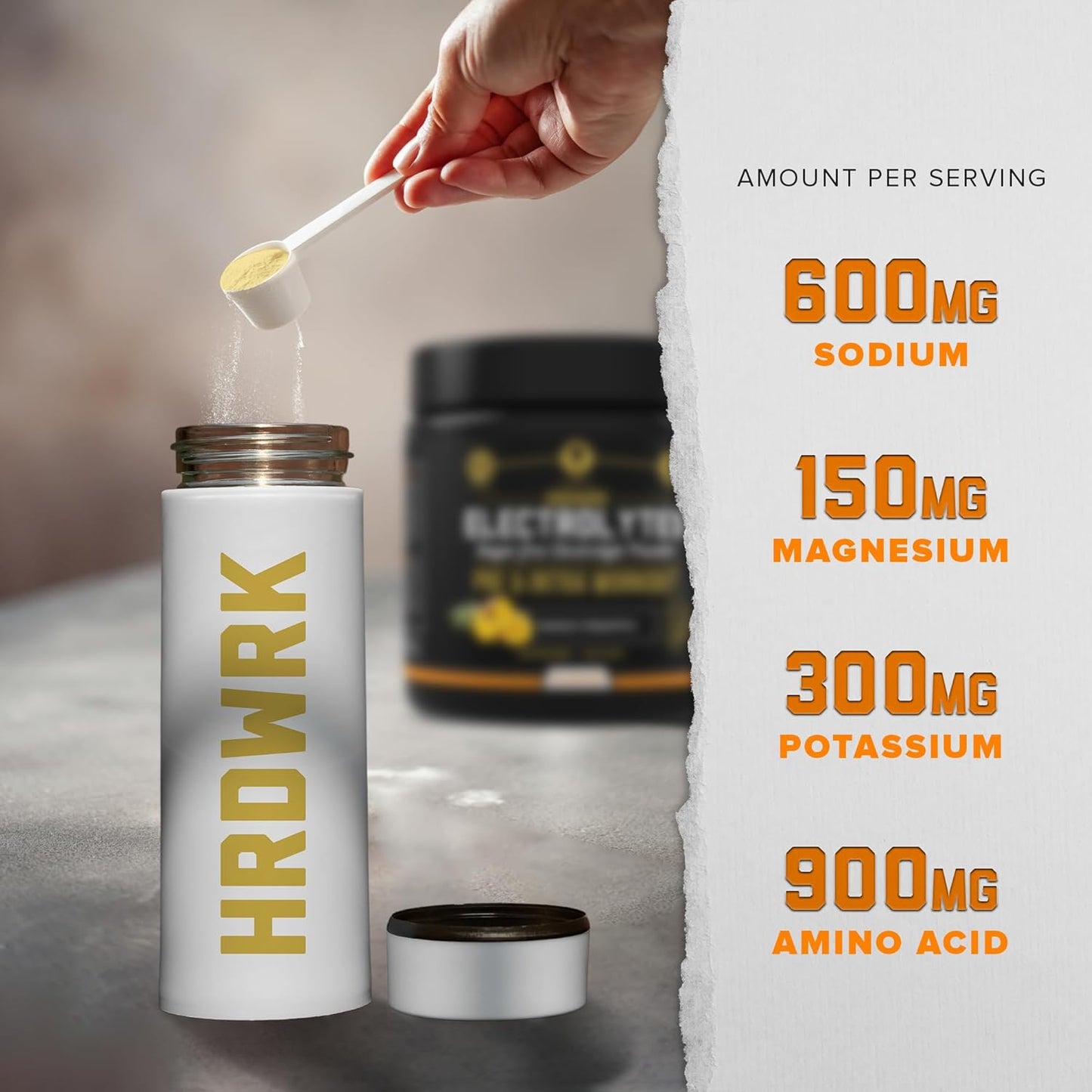 MMA Nutrition HRDWRK Electrolytes Powder: Sugar-Free Supplement for Endurance and Hydration