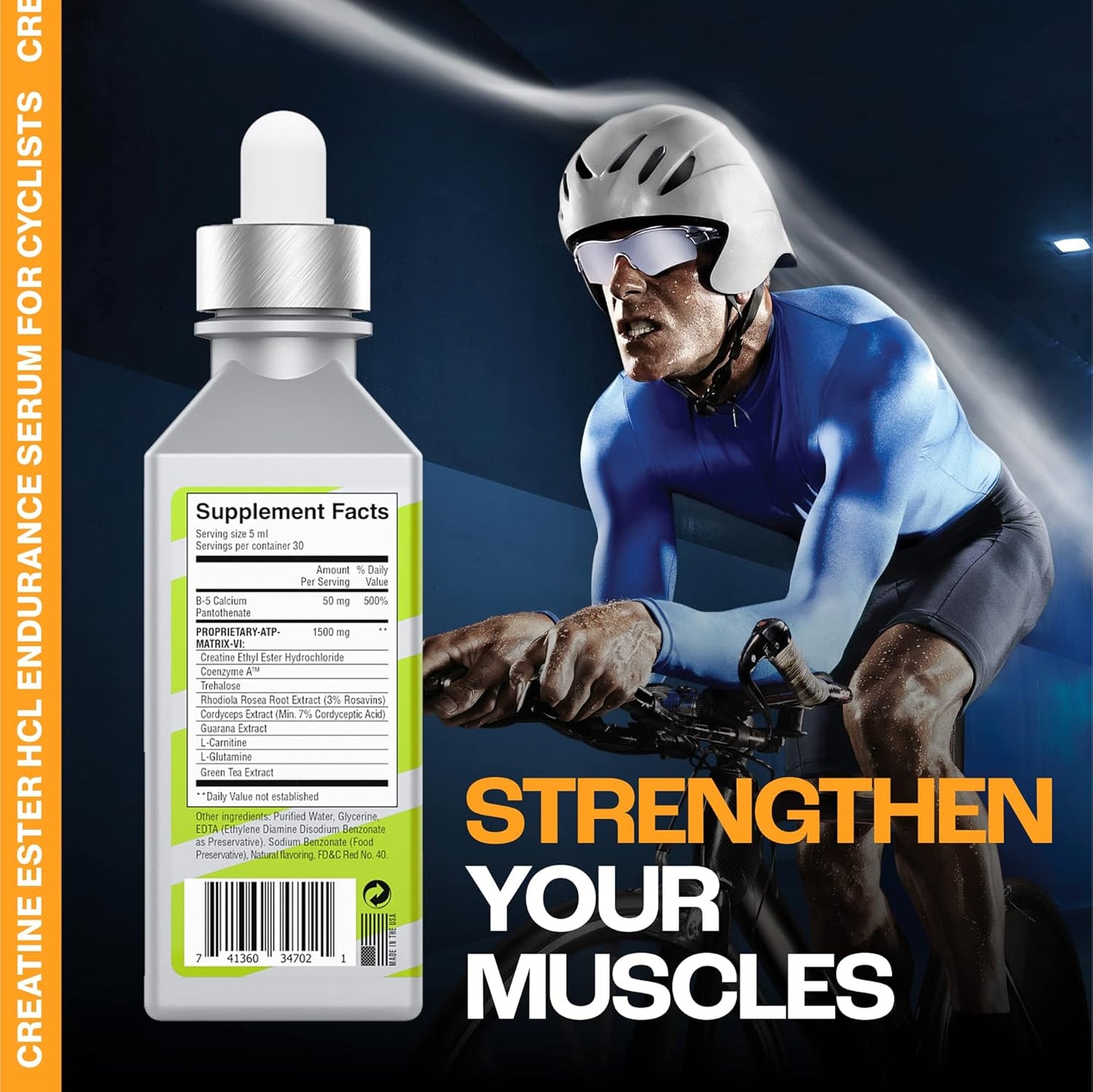 MMUSA Creatine Serum for Cyclists - Enhances Performance, Energy, Stamina, and Focus. Reduces Fatigue and Lactic Acid. Cherry Flavor, 5.1 Fl Oz