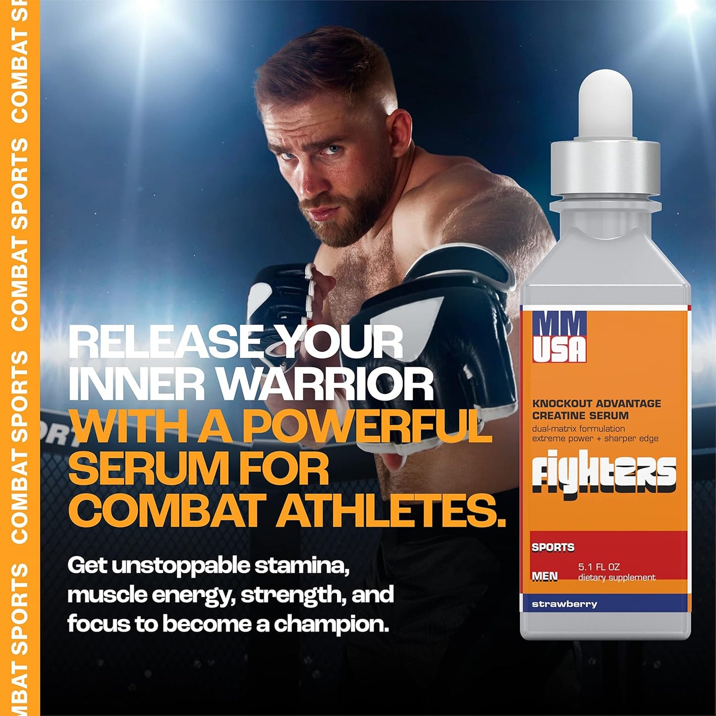MMUSA Fighters Creatine Serum: Enhance Boxing Performance with MSM, Amino Acids, Vitamins & Glucosamine - Strawberry, 5.1 Fl Oz