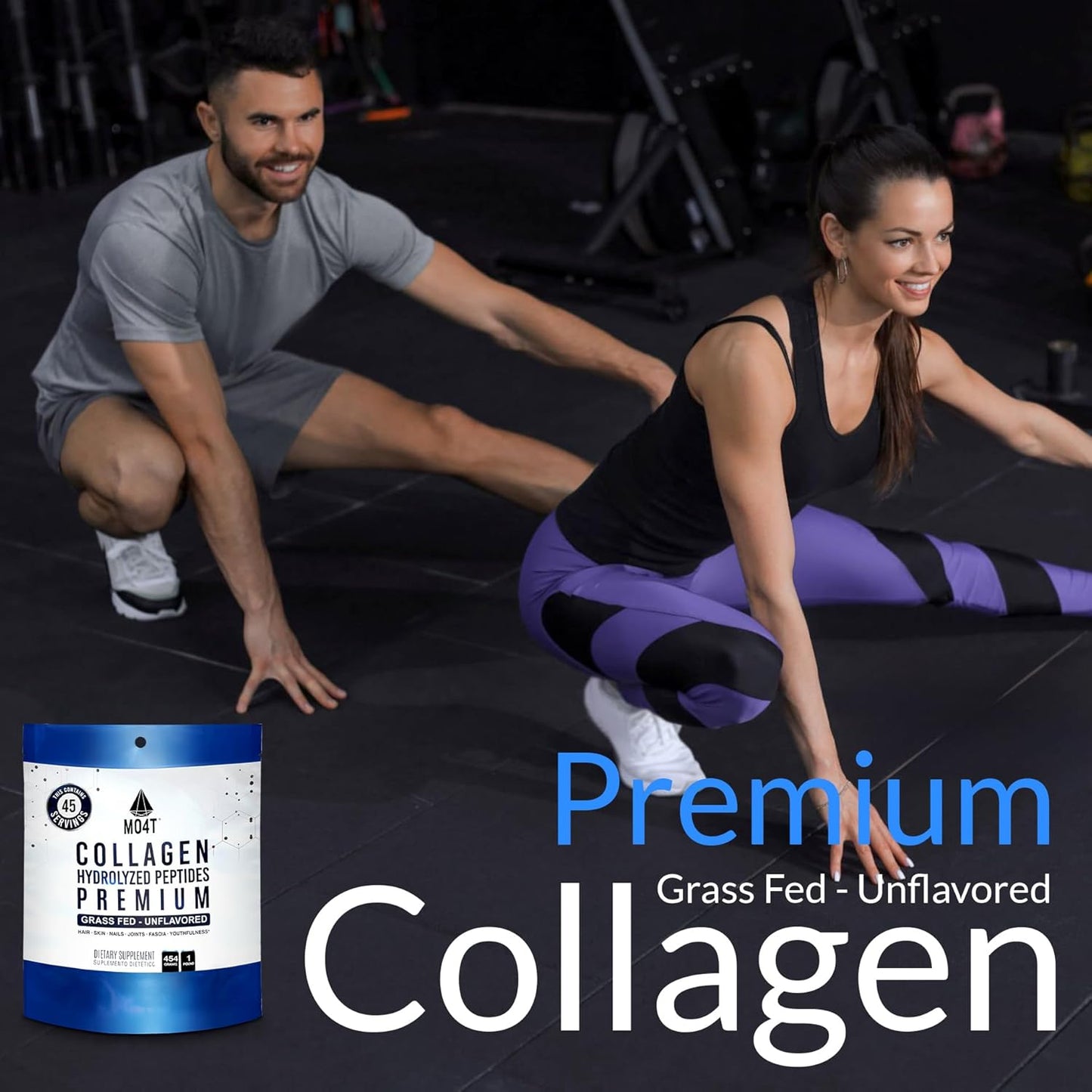 MO4T Collagen Peptides Powder - Grass-Fed Hydrolyzed Collagen (1 lb) - Unflavored Supplement for Skin, Hair, Nails, and Joints