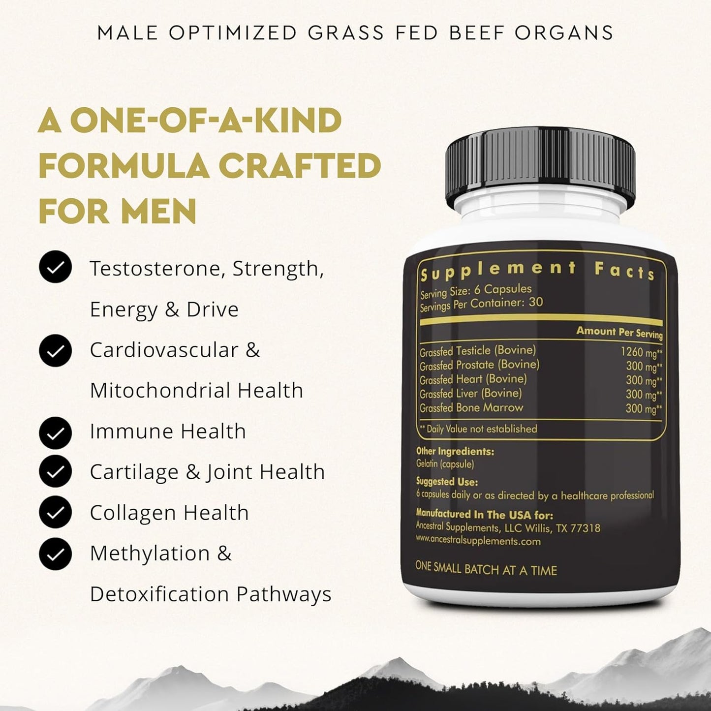 Mofo Men's Health Supplements - Test & Energy Support, Non-GMO Grass Fed Organ Capsules
