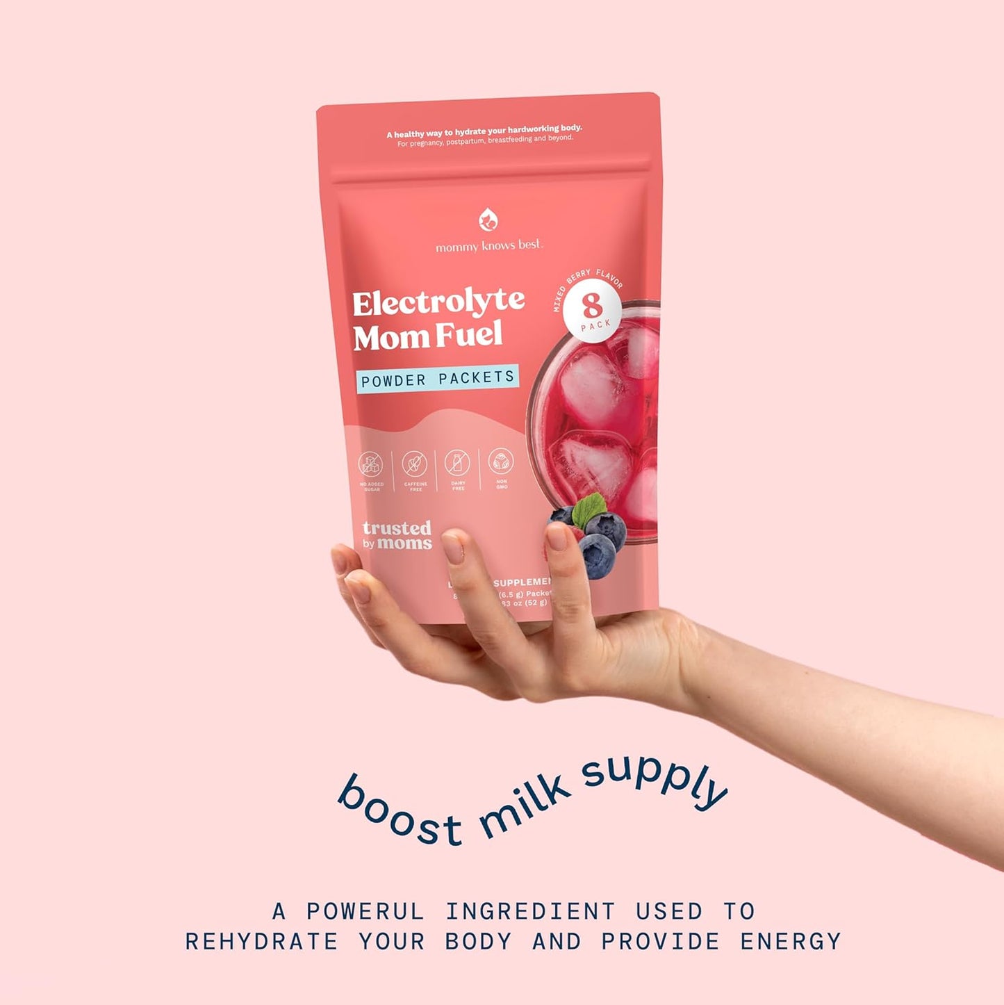 Mommy Knows Best Electrolyte Drink Mix for Moms - Hydration Support for Pregnancy and Lactation - Prenatal Electrolytes and Trace Minerals - 16 Count