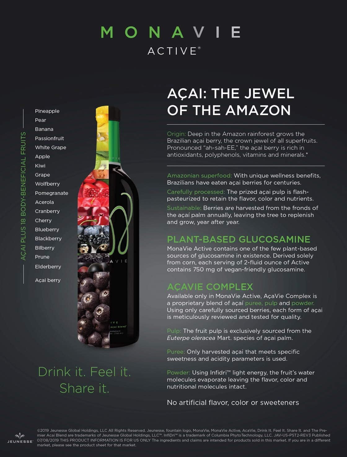 Monavie Active 4-Bottle Case, 25.3oz Each - Antioxidant-Rich Superfood Juice Blend