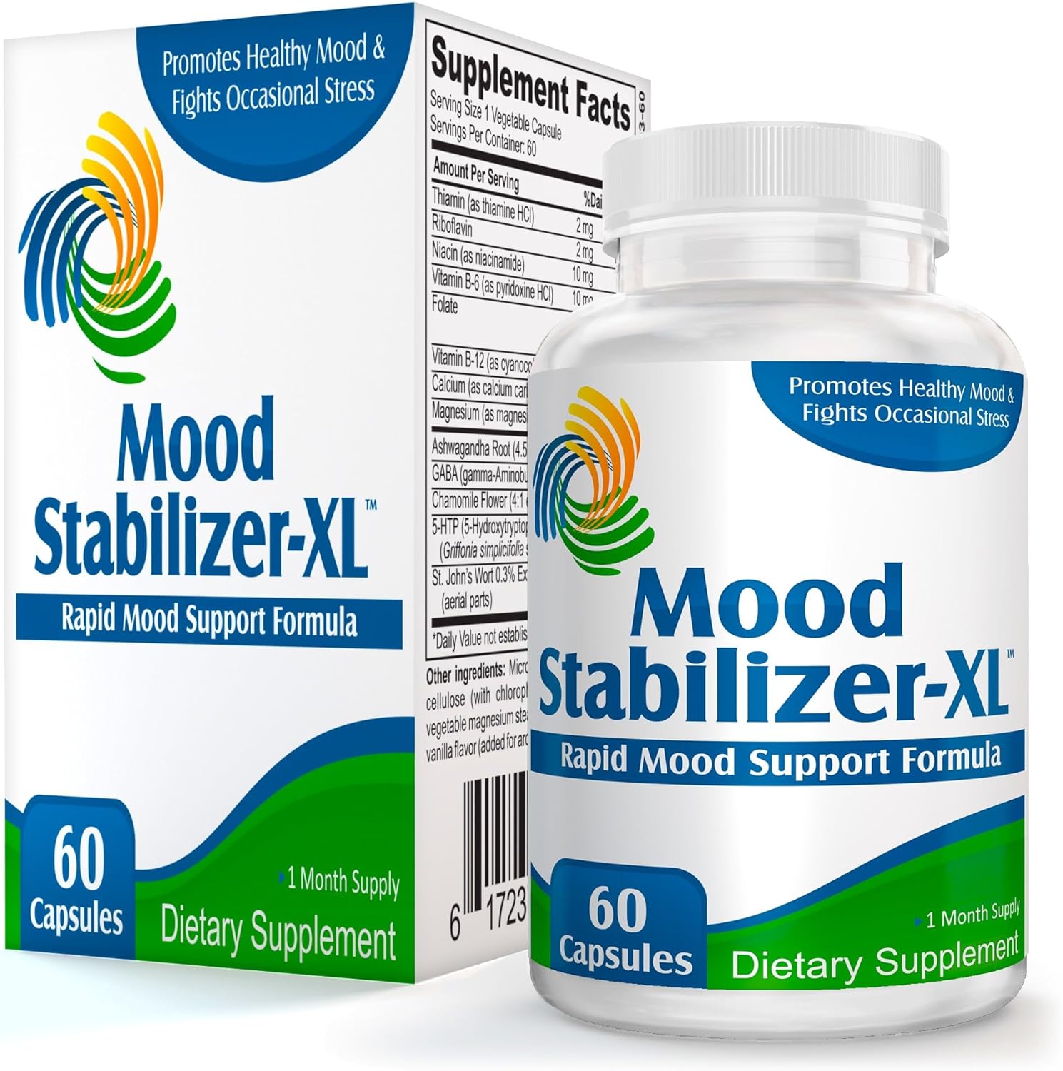 Mood Stabilizer-XL: Support Supplement with 13 Active Ingredients - Mood Enhancer & Vitamins - 60 Capsules