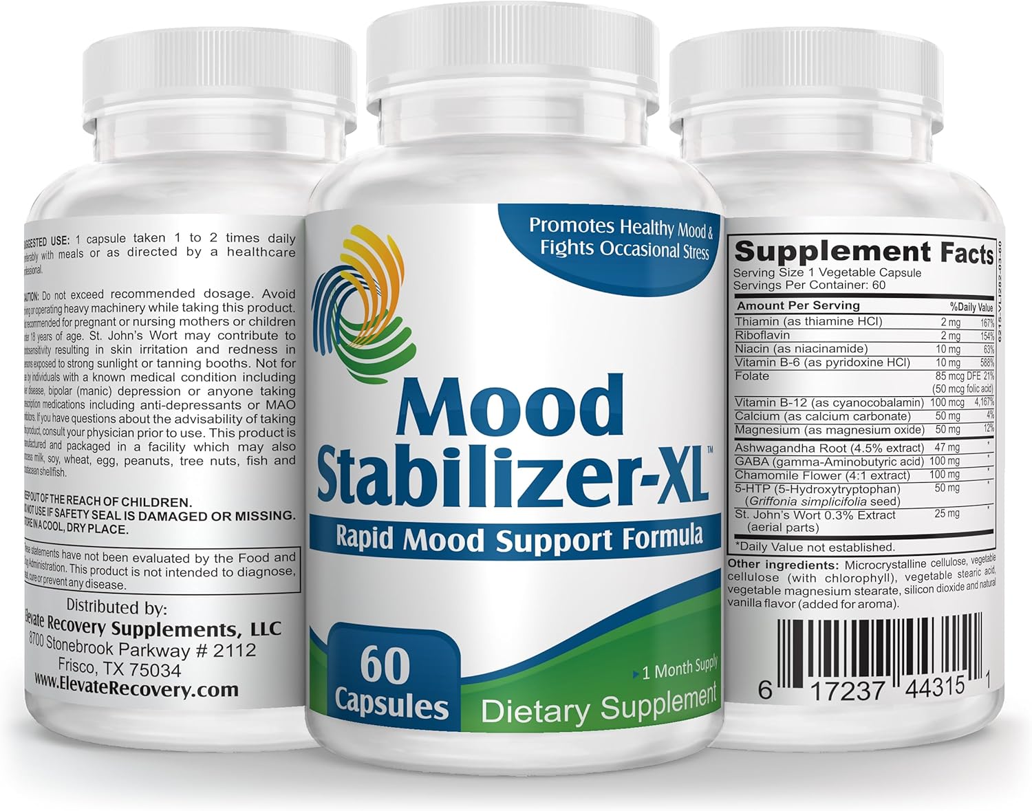 Mood Stabilizer-XL: Support Supplement with 13 Active Ingredients - Mood Enhancer & Vitamins - 60 Capsules