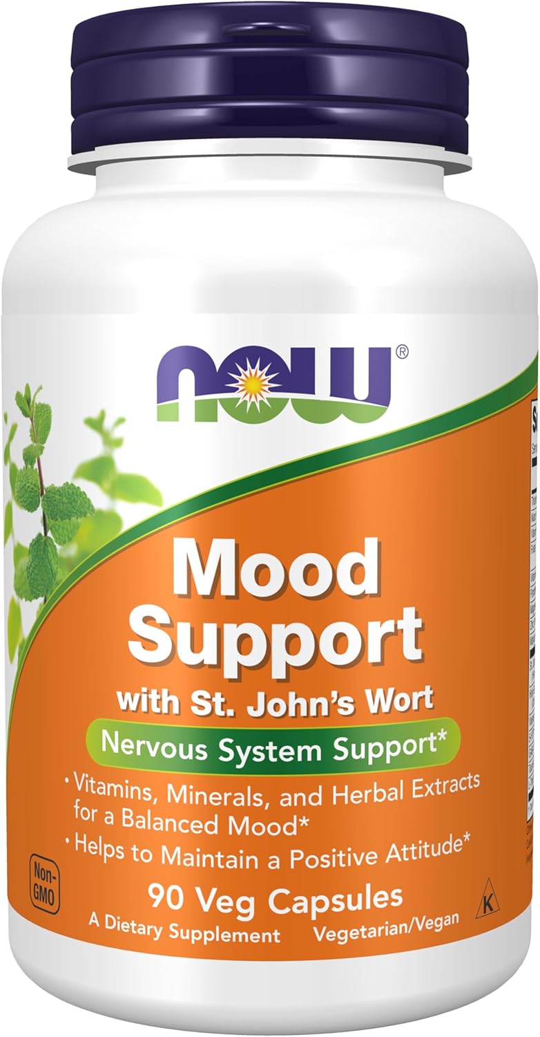 Mood Support Supplement with St. John's Wort and Herbal Extracts - 90 Veg Capsules by NOW Foods