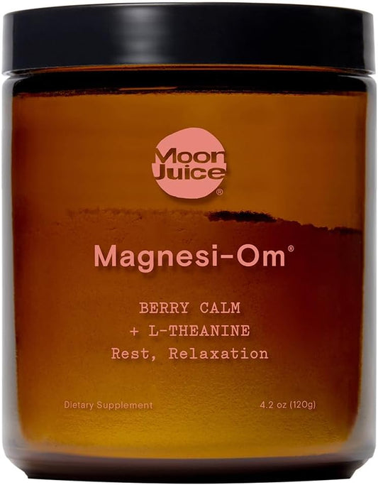 Moon Juice Magnesi-Om Berry Powder for Brain Health and Rest - 30 Servings, 4.2oz Glass Jar - Magnesium and L-Theanine Supplement, Vegan and Non-GMO, Third Party Tested