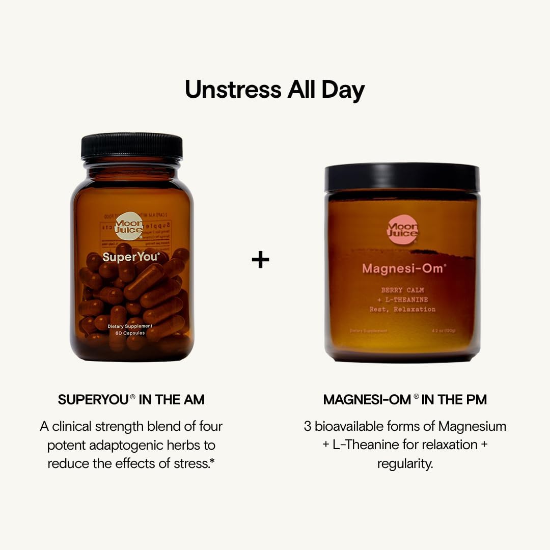 Moon Juice Magnesi-Om Berry Powder for Brain Health and Rest - 30 Servings, 4.2oz Glass Jar - Magnesium and L-Theanine Supplement, Vegan and Non-GMO, Third Party Tested