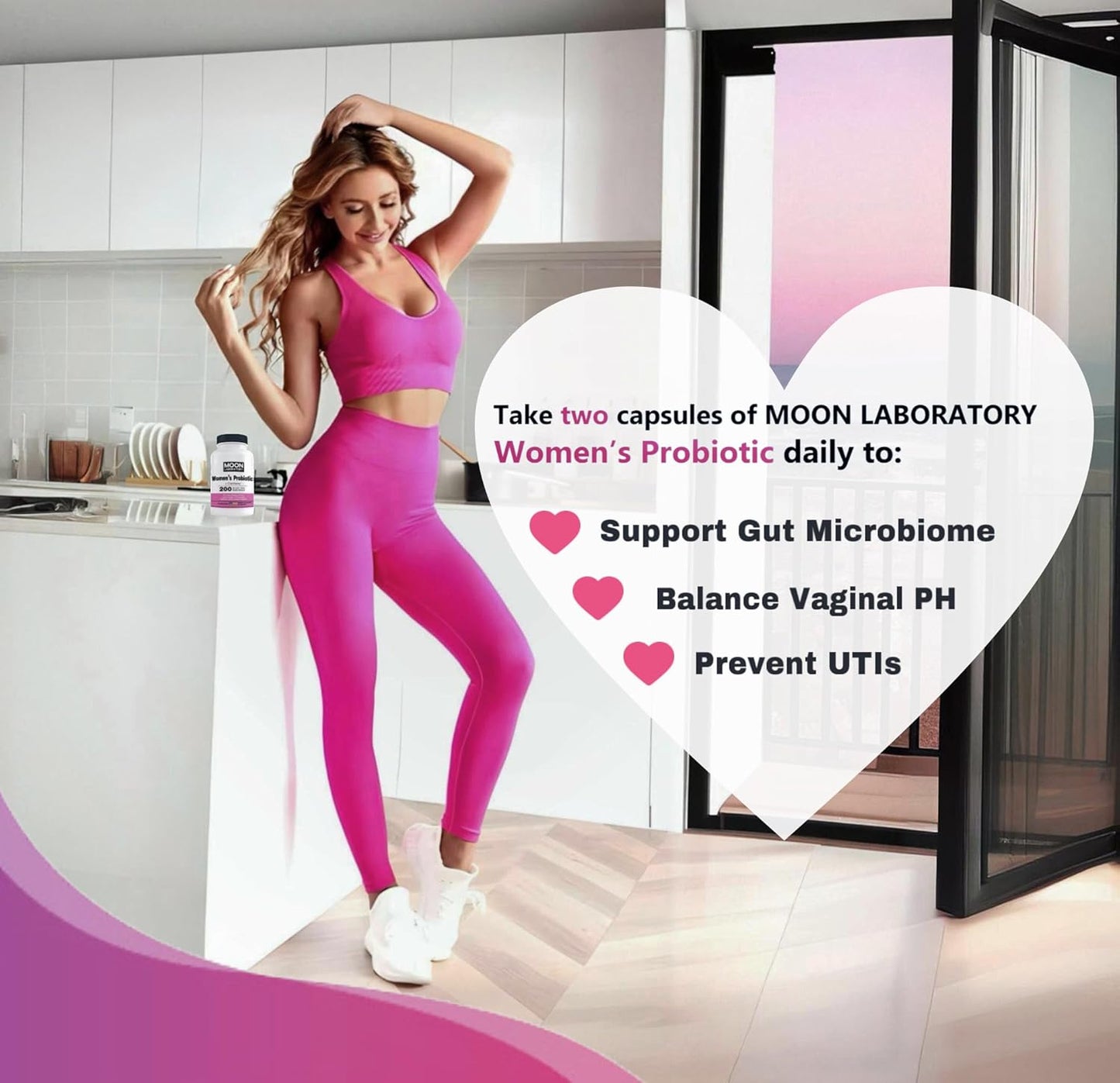 Moon Laboratory Women's Probiotic & Prebiotic with Cranberry & D-Mannose - 200 Billion CFUs, 35 Strains - PH Balance, Vaginal Health, UTI Treatment - 60 Capsules