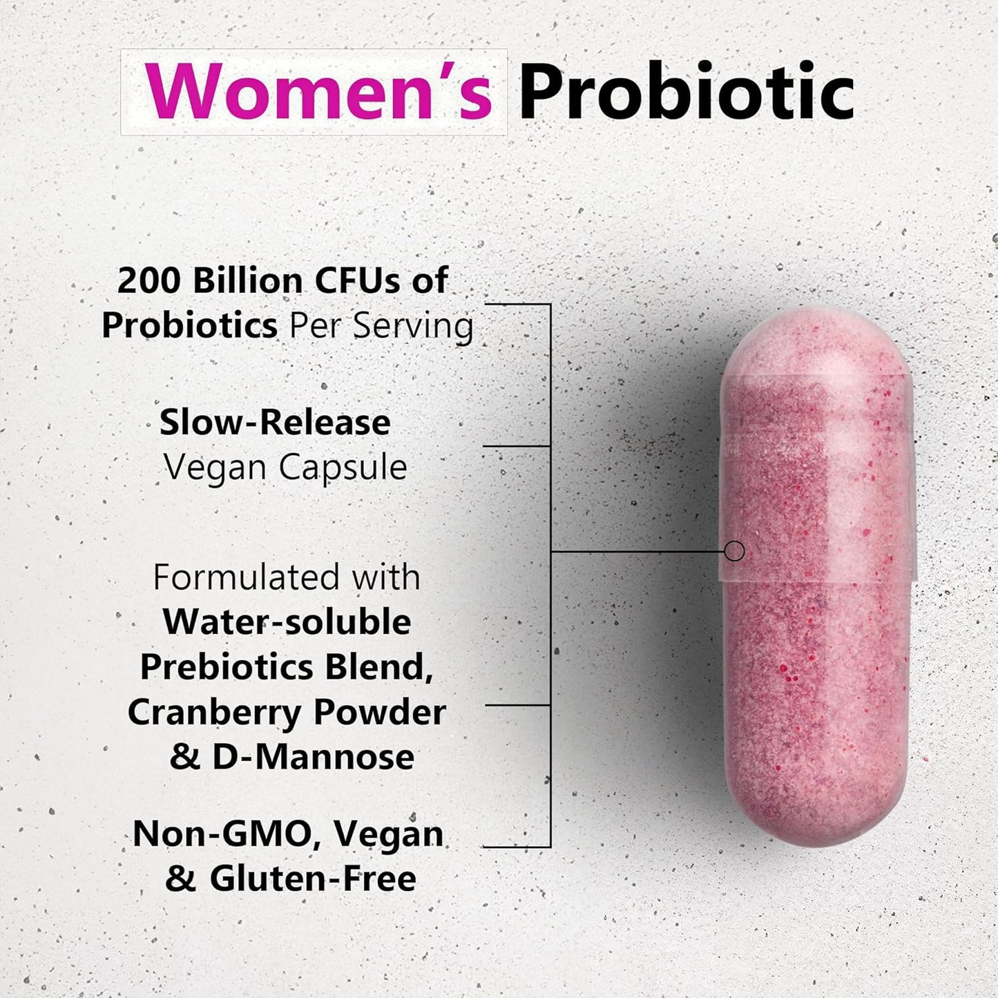 Moon Laboratory Women's Probiotic & Prebiotic with Cranberry & D-Mannose - 200 Billion CFUs, 35 Strains - PH Balance, Vaginal Health, UTI Treatment - 60 Capsules