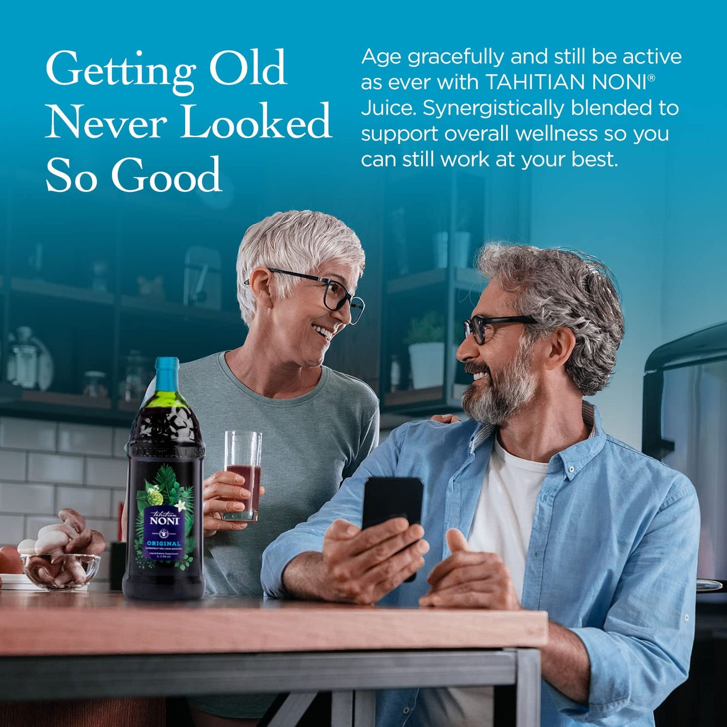 Morinda Tahitian Noni Juice: Original Puree from Tahiti with Blueberry & Grape, All-Natural Wellness Drink - 2 One Liter Bottles