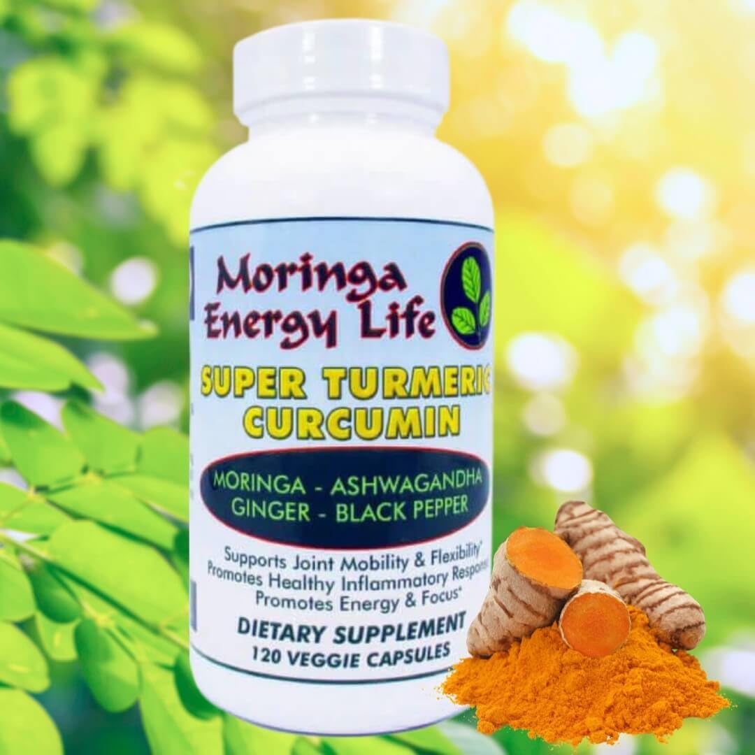 Moringa Energy Life Superfood Supplement Capsules with Turmeric, Ashwagandha, and Ginger - 120 Count, Gluten-Free & Vegan