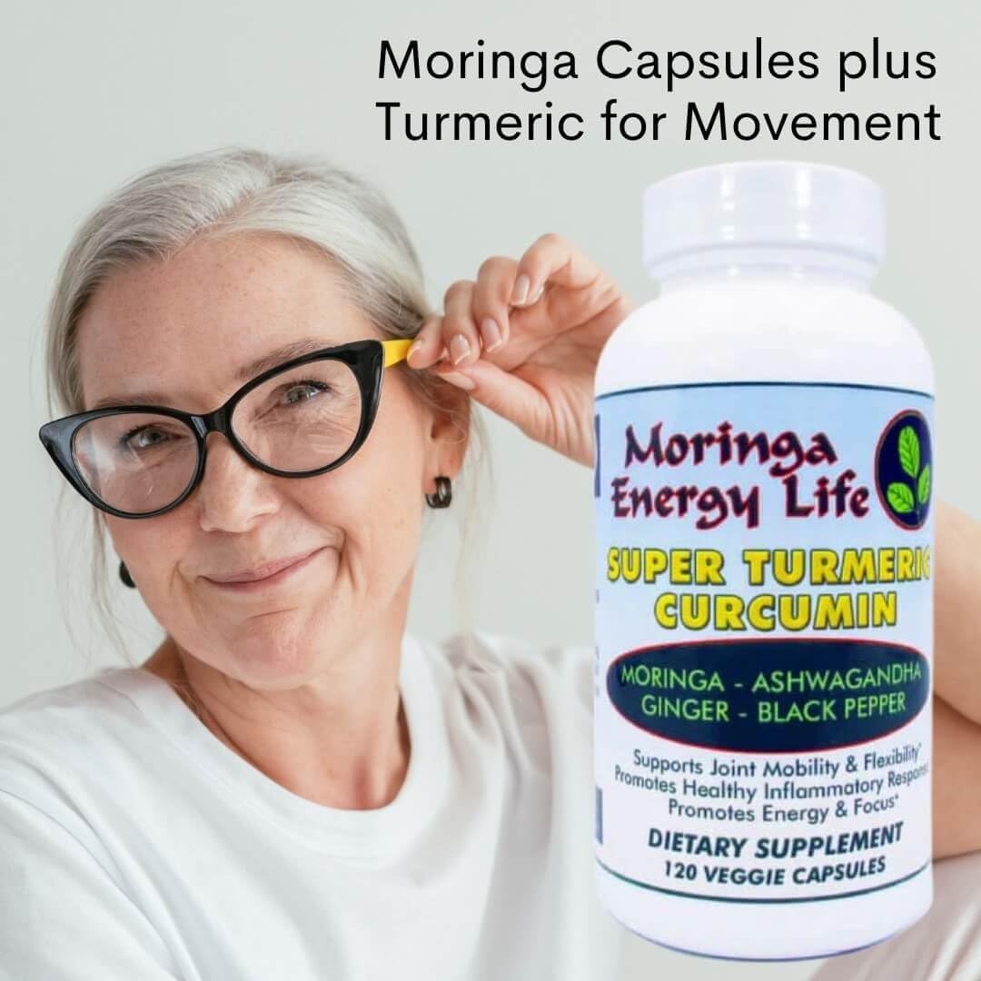 Moringa Energy Life Superfood Supplement Capsules with Turmeric, Ashwagandha, and Ginger - 120 Count, Gluten-Free & Vegan