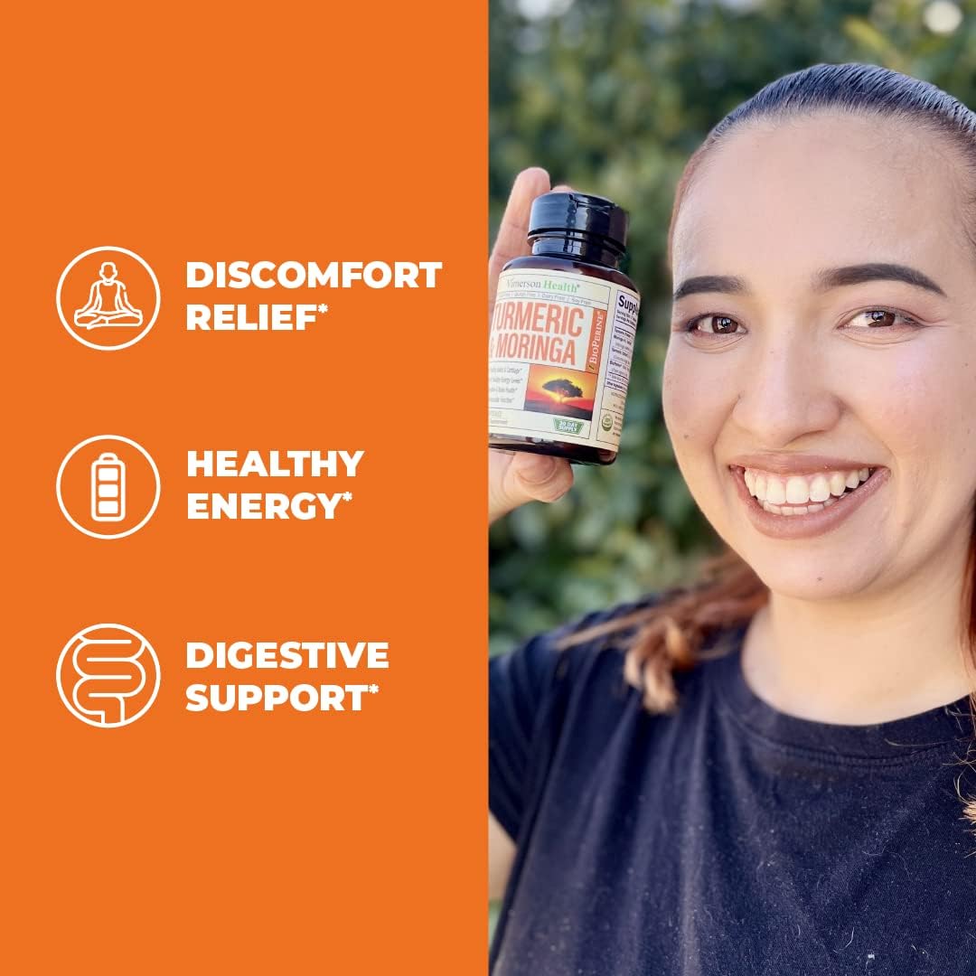 Moringa Oleifera & Turmeric Curcumin Joint Supplement with Black Pepper - Premium Capsules for Men & Women. Support Joint Health, Digestion & Energy - 60 Count