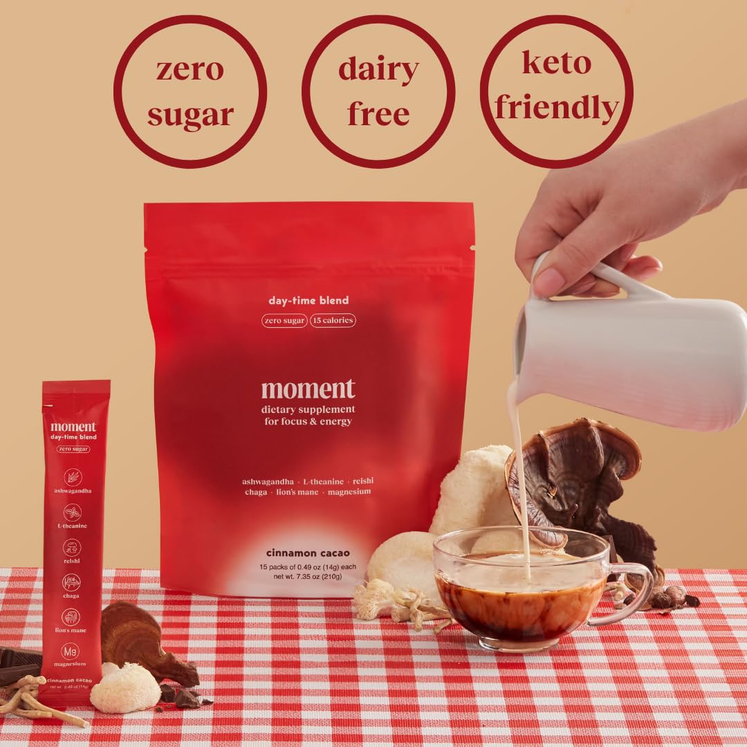 Morning Energy Chai Powder with Adaptogens, Mushrooms, & Cacao - Zero Sugar Keto Drink (15 Servings)
