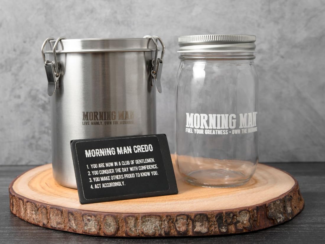 MORNING MAN Greens Powder Decaf - Probiotic Superfood Smoothie Mix with Digestive Enzymes - Gluten Free, Vegan, Non GMO - 30 Servings