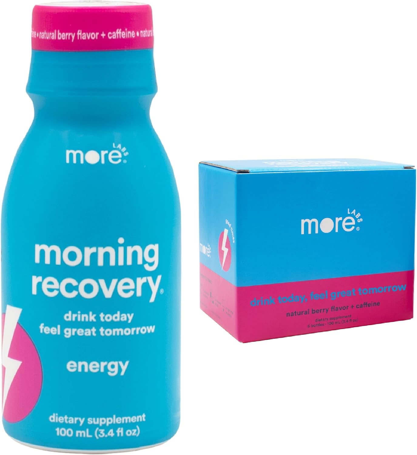 Morning Recovery Electrolyte Drink with Energy and Milk Thistle - Hydrating Proprietary Formula for Morning Recovery - Liquid DHM Blend - Berry Flavor - Pack of 6