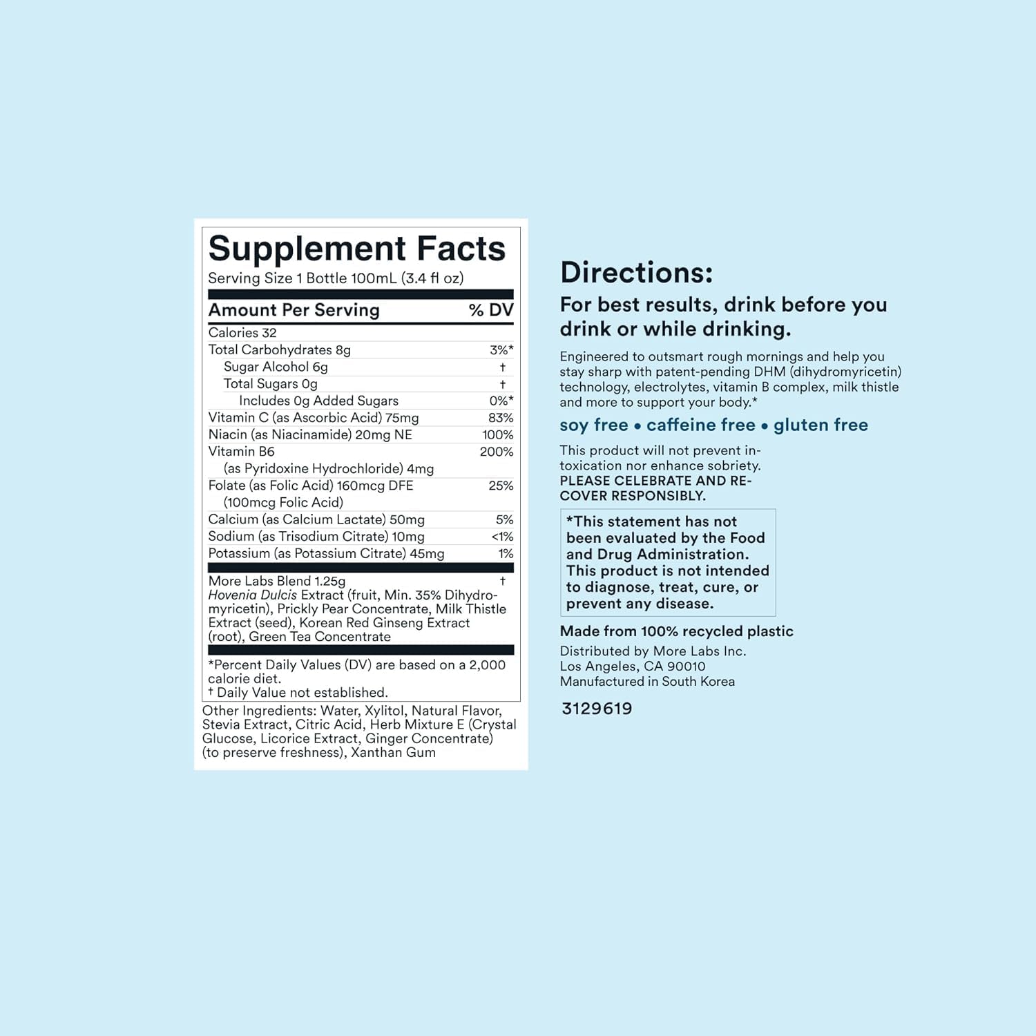 Morning Recovery Electrolyte Milk Thistle Drink - 24 Pack Sugar-Free Lemon DHM Liquid for Hydration & Morning Recovery