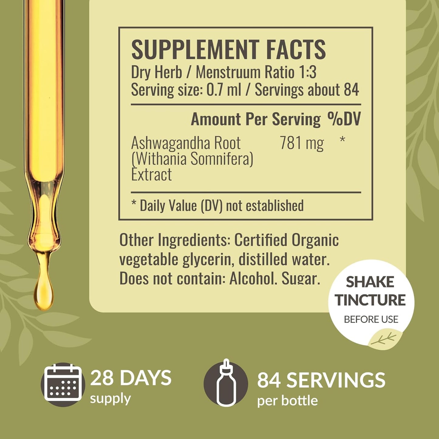 Motherwort & Ashwagandha Herbal Liquid Drops Kit - 2 fl oz Bundle - Vegan, Non-GMO, Sugar & Alcohol-Free - 2 Pack