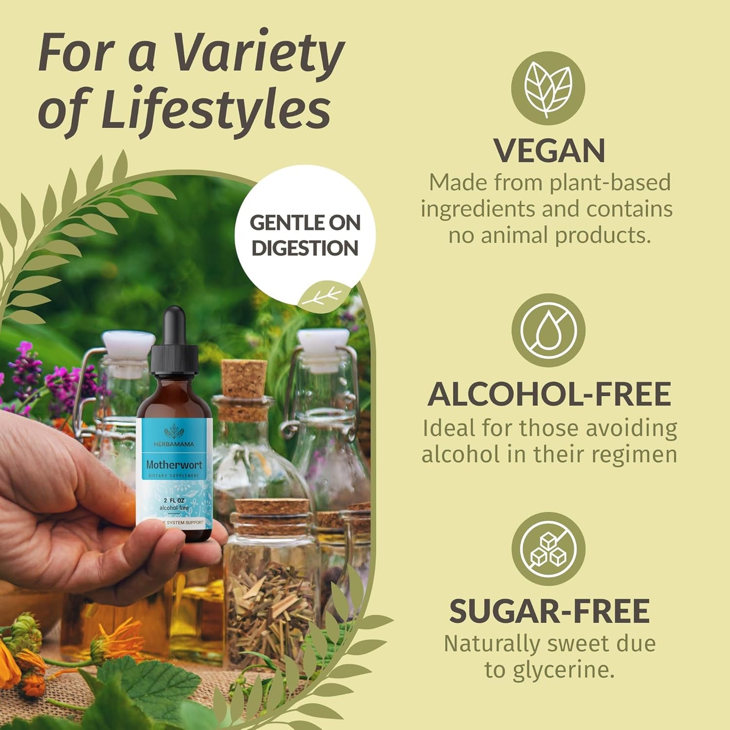 Motherwort & Ashwagandha Herbal Liquid Drops Kit - 2 fl oz Bundle - Vegan, Non-GMO, Sugar & Alcohol-Free - 2 Pack