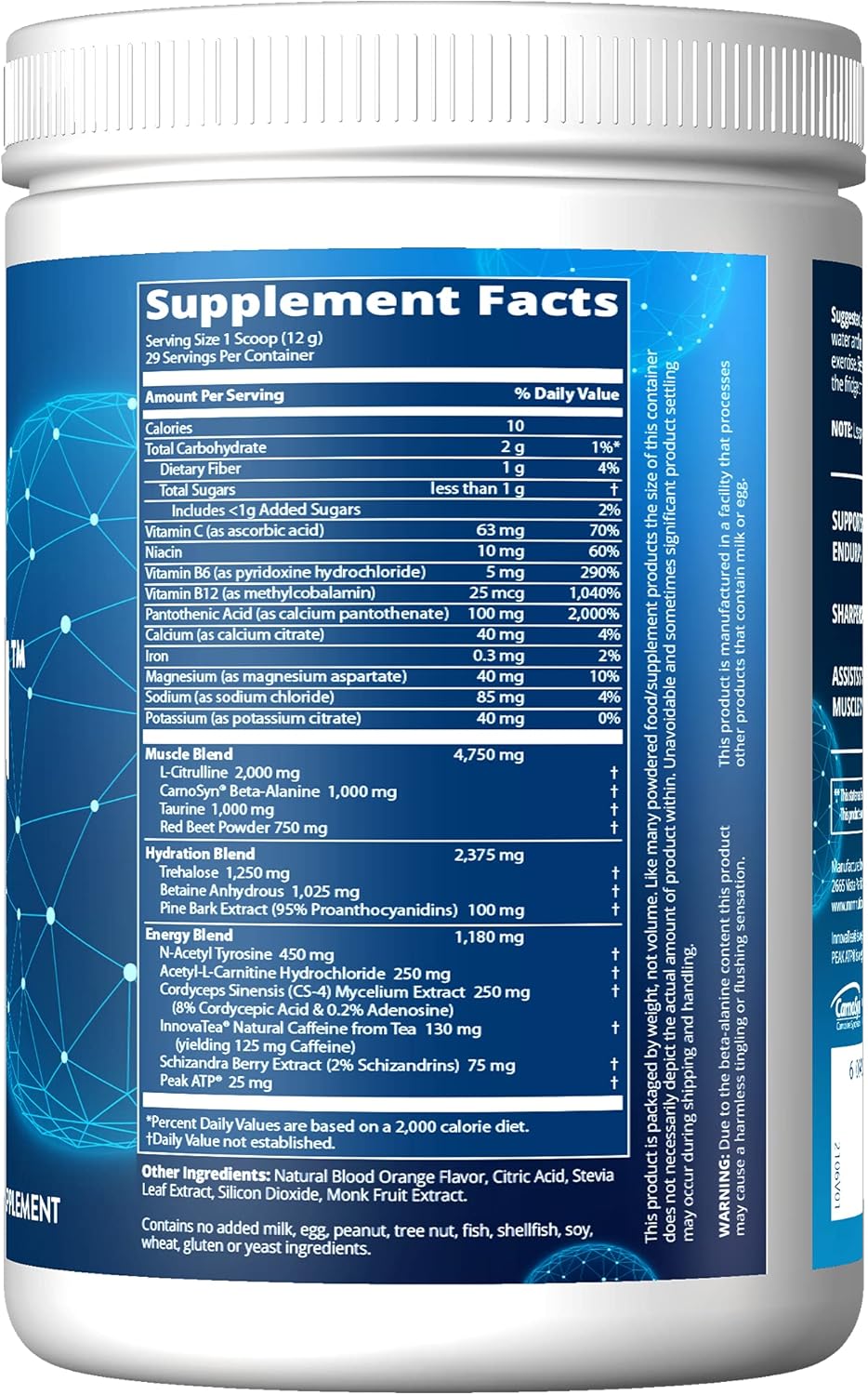 MRM Nutrition Driven Pre-Workout Powder - Blood Orange Flavor with 125mg Caffeine - Muscle, Hydration, and Energy Blends - Vegan and Gluten-Free - 29 Servings