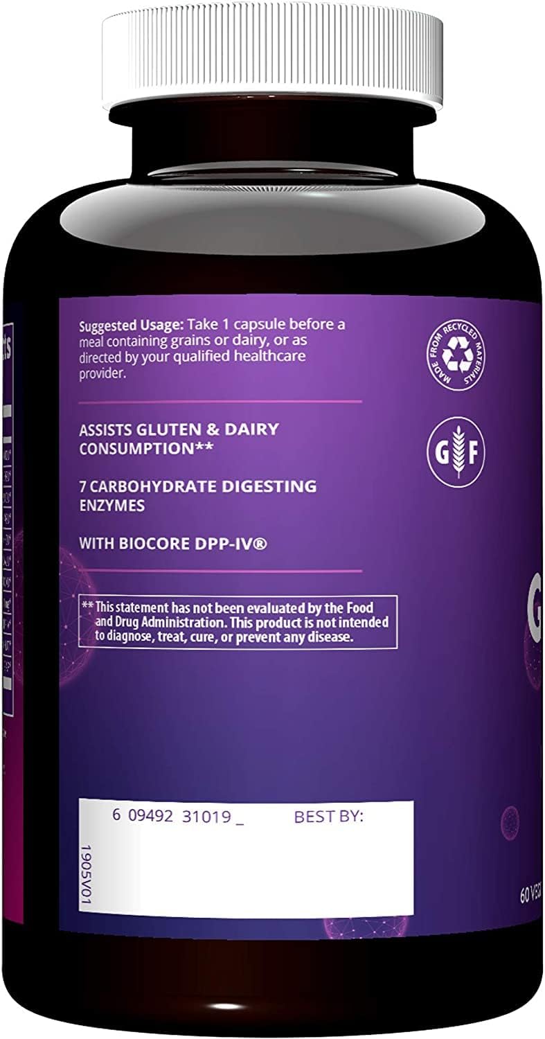 MRM Nutrition Gluten-Aid™ Enzymes for Gluten & Dairy Digestion | BIOCORE DPP-IV® | Gluten-Free | 60 Servings