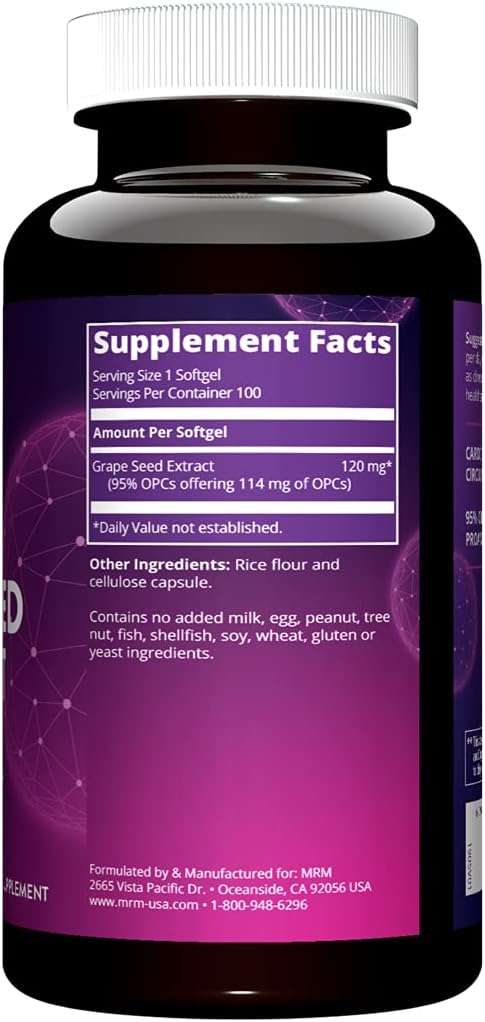MRM Nutrition Grape Seed Extract for Circulation, Antioxidants, and Anti-Aging - Gluten Free, Vegan - 100 Servings