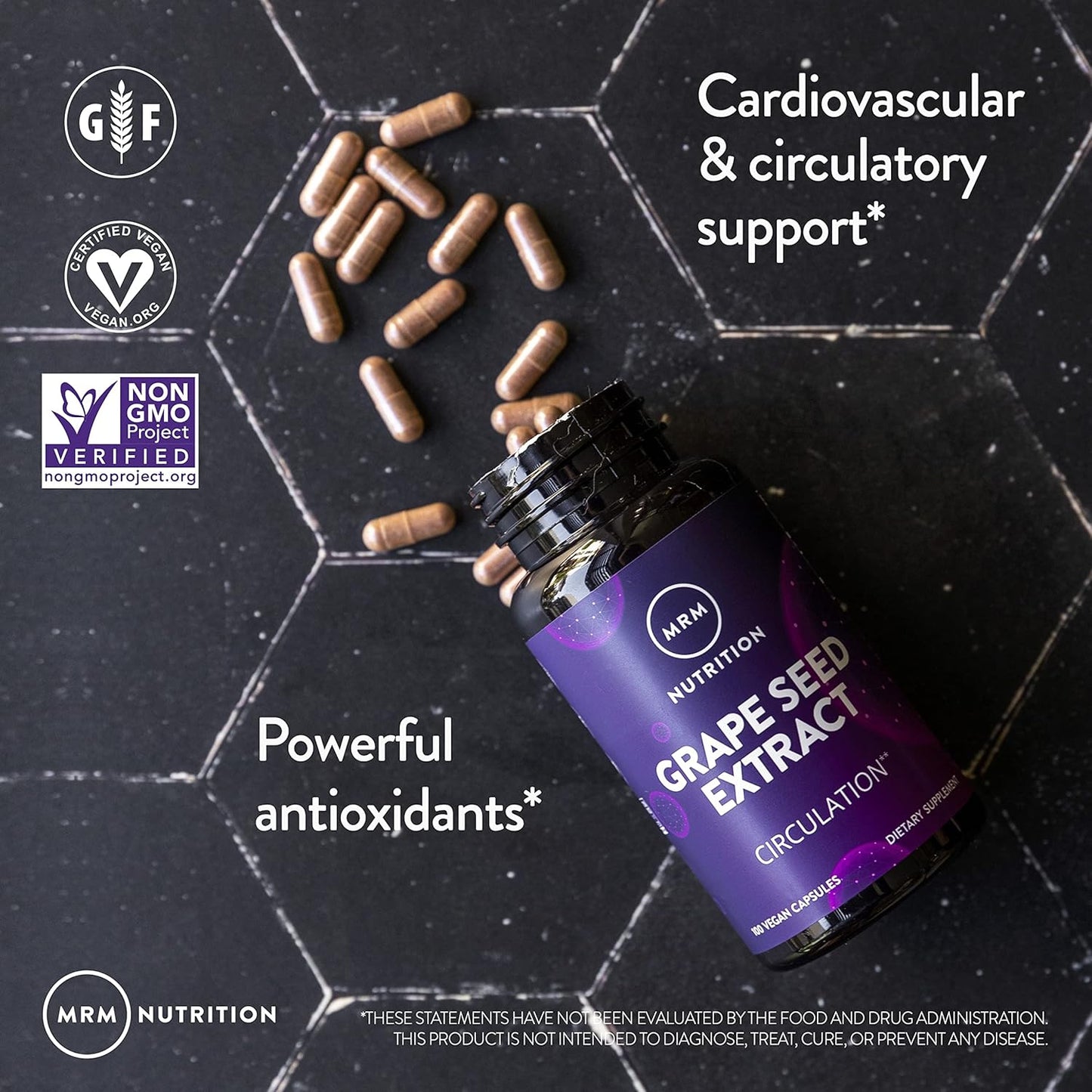 MRM Nutrition Grape Seed Extract for Circulation, Antioxidants, and Anti-Aging - Gluten Free, Vegan - 100 Servings